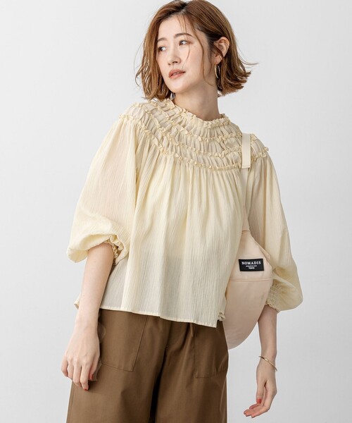 ブラウス シャツ 「SLOW/一部店舗限定」コットンクレープ レディース 