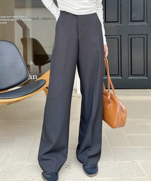 Ada. スラックス パンツ センタープレス ストレート スラックスパンツ