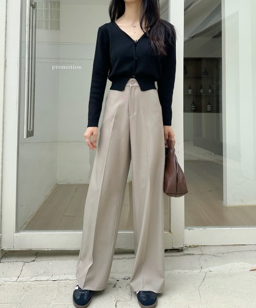Ada. スラックス パンツ センタープレス ストレート スラックスパンツ