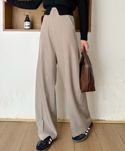 Ada. スラックス パンツ センタープレス ストレート スラックスパンツ