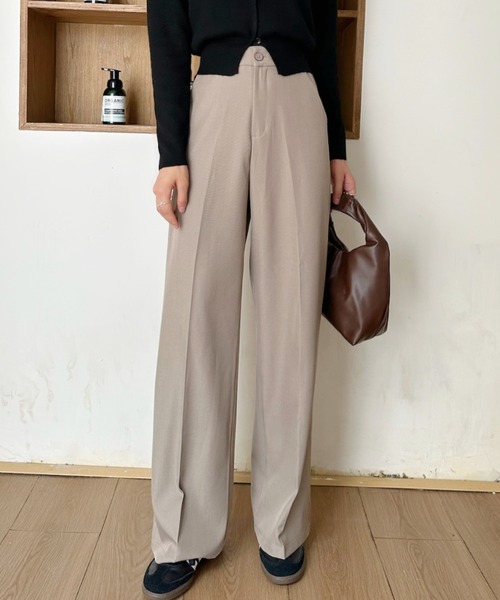 Ada. スラックス パンツ センタープレス ストレート スラックスパンツ