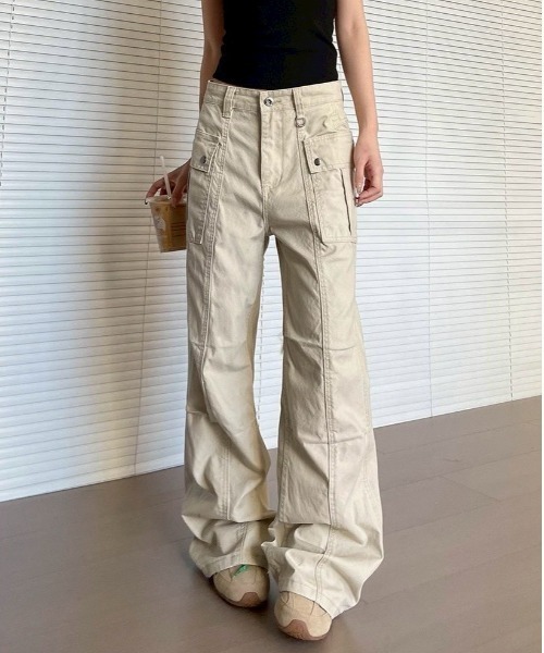 VIBGYOR カーゴパンツ 「LAMPOON」フレアカーゴパンツ レディース VIBGYOR カーゴパンツ 「LAMPOON」フレアカーゴパンツ レディース