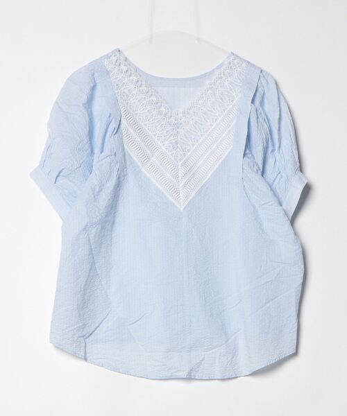 「Droite lautreamont」 レース半袖ブラウス 2 ブルー レディース_画像2