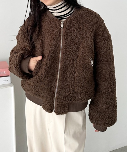 CLEA ジャケット ノーカラージャケット ノーカラーボアジャケット