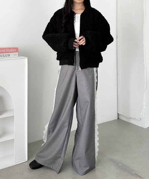 CLEA ジャケット ノーカラージャケット ノーカラーボアジャケット