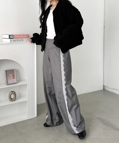 CLEA ジャケット ノーカラージャケット ノーカラーボアジャケット