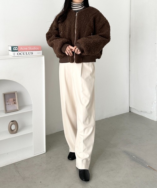 CLEA ジャケット ノーカラージャケット ノーカラーボアジャケット