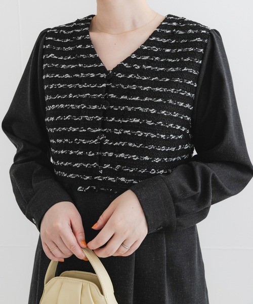 F by ROSSO（エフバイロッソ） ワンピース ツイードドッキング