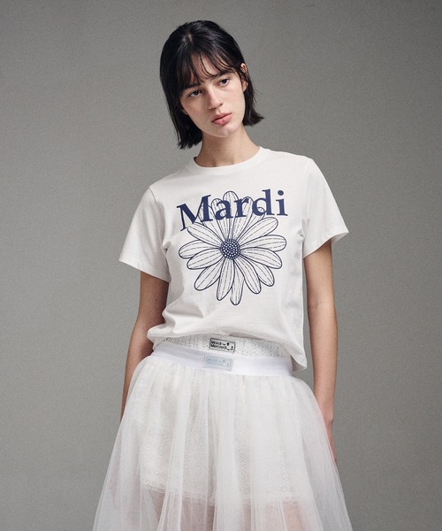 「Mardi Mercredi」 半袖Tシャツ FREE ホワイト×ネイビー レディース_画像4