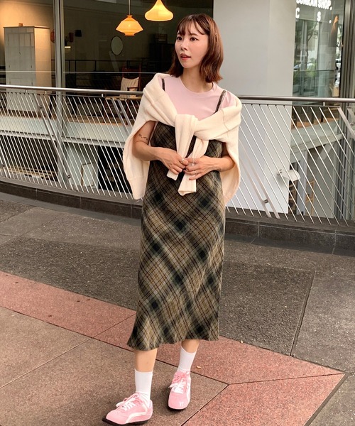 ワンピース チェック柄ロングキャミワンピース : ZOZOTOWN Yahoo!店