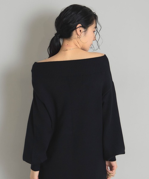 &. NOSTALGIA（ノスタルジア） ワンピース 裾レースオフショルニット