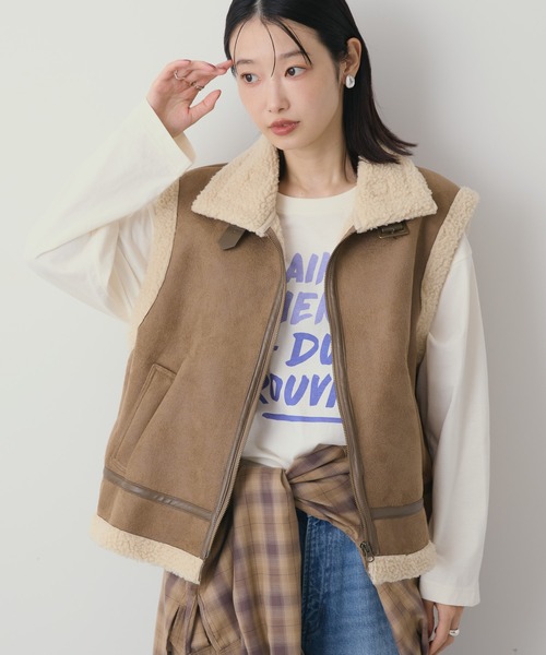 【美品】Sov. リアルムートン ニットベスト ボア　ジレベスト 美品】Sov. リアルムートン ニットベスト ボア ジレベスト - メルカリ