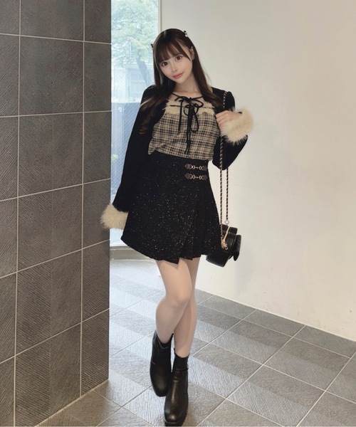 one way（ワンウェイ） tシャツ ファー付きボレロ風トップス