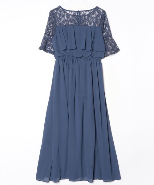 「DRESS PLUS」 半袖ワンピース L コバルトブルー レディース_画像2