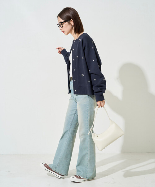 【新品未使用・新作】FREAK'S STORE スウェットカーディガン FREAK'S STORE/ビックシルエット ダメージ加工 ニットカーディガン