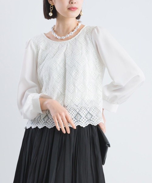 「PICCIN」 7分袖ブラウス M オフホワイト レディース_画像9