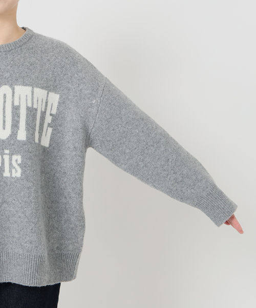 SLOBE IENA ブラックロゴニット SLOBE IENA（スローブイエナ） ニット セーター スムースオーバー