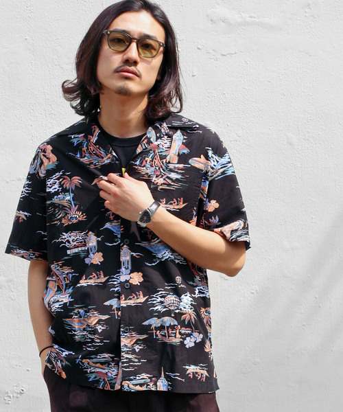 「schott」 半袖シャツ LARGE ブラック メンズ_3