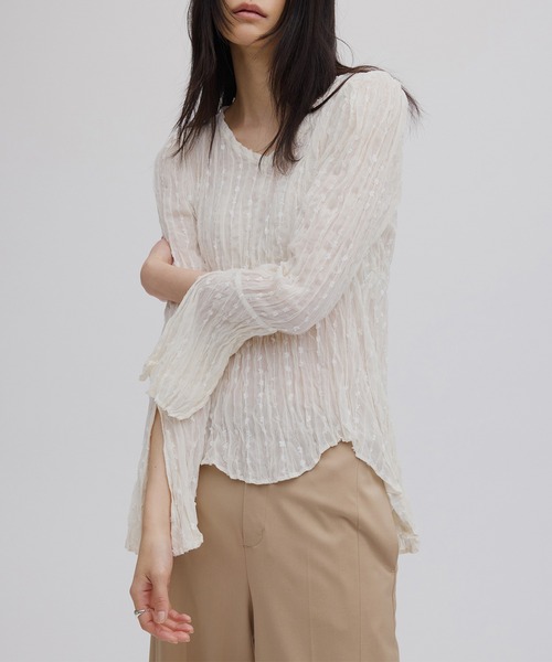 Ameri（アメリ） ブラウス シャツ 入学式 卒業式 TULLE FRINGE WASHER