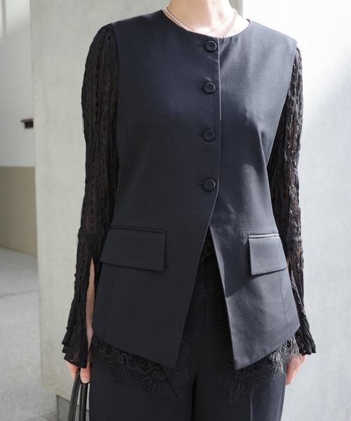 Ameri（アメリ） ブラウス シャツ 入学式 卒業式 TULLE FRINGE WASHER