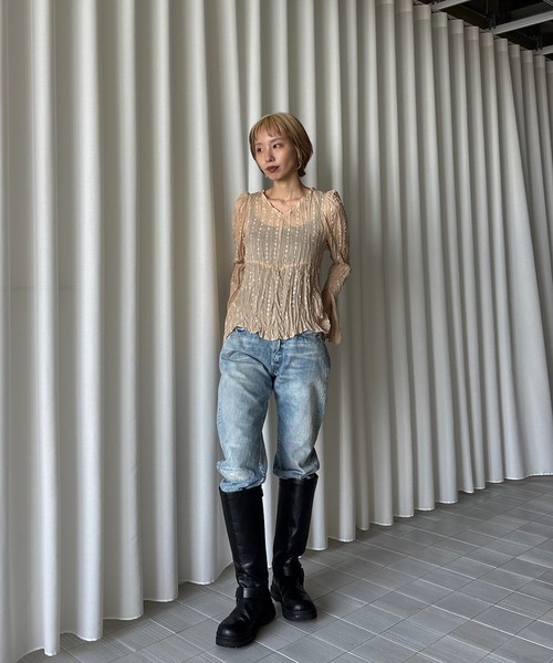 Ameri（アメリ） ブラウス シャツ 入学式 卒業式 TULLE FRINGE WASHER
