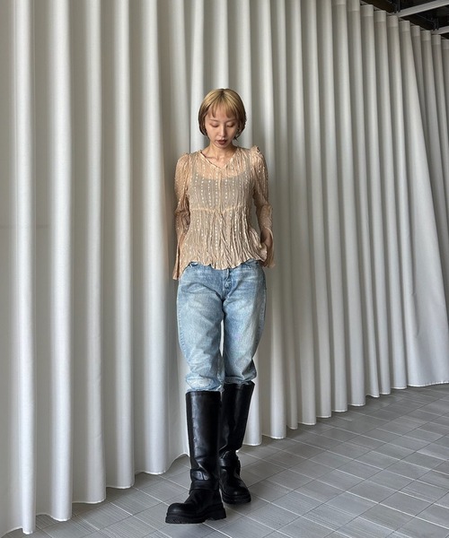 Ameri（アメリ） ブラウス シャツ 入学式 卒業式 TULLE FRINGE WASHER
