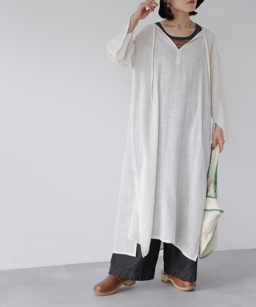 「Crisp」 長袖ワンピース FREE レッド レディース_画像5