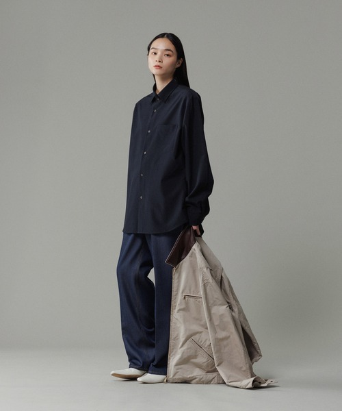 極美品 アダムエロペ ジーンズ × NIKKE ニッケ生地 黒 S ストレート ADAM ET ROPE'（アダムエロペ） スラックス 「NIKKE」ストレート