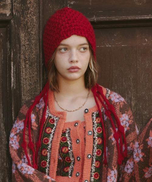 「Unitage」 ニットキャップ FREE レッド レディース_画像3