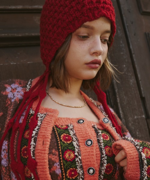 「Unitage」 ニットキャップ FREE レッド レディース_画像5