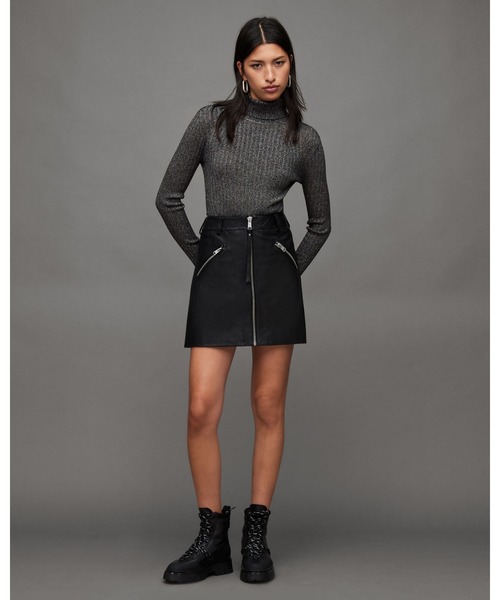 「ALLSAINTS」 長袖ニット X-SMALL ブラック×シルバー レディースの画像