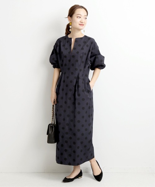 「VERMEIL par iena」 7分袖ワンピース 38 グリーン レディースの画像