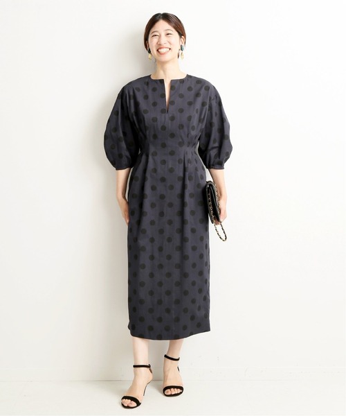 「VERMEIL par iena」 7分袖ワンピース 38 グリーン レディースの画像