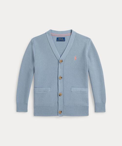 Polo Ralph Lauren 水色 カーディガン キッズXL Polo Ralph Lauren Childrenswear カーディガン メッシュニット