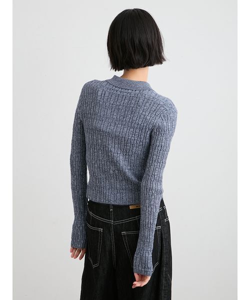☆今期新作☆ミースロエ／ウォッシャブル変形RIBニットカーデ【YEL】新品タグ付 MIESROHE（ミースロエ） ニット セーター 「洗える」変形RIBBニット