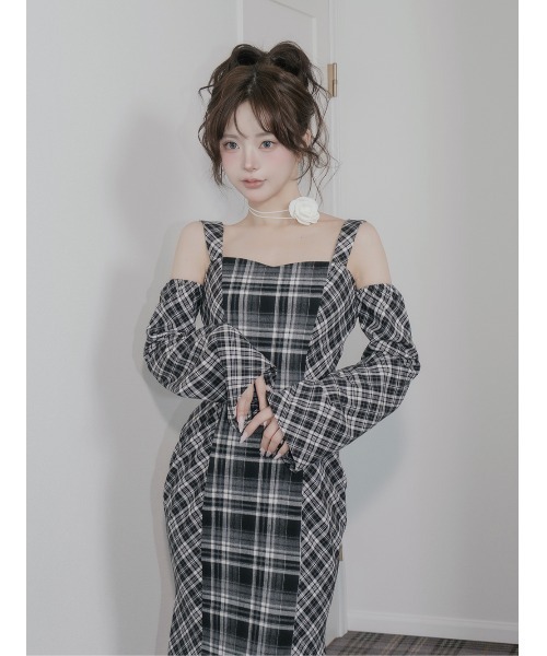 Darich（ダーリッチ） ワンピース バックオープンチェックマーメイド