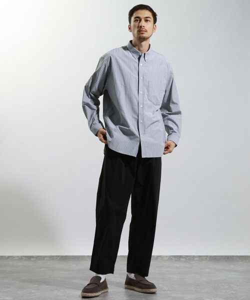 UMBROx BAYFLOW長袖シャツ ストライプ柄 ブラック ホワイト BAYFLOW（ベイフロー） シャツ アーバンストライプシャツ メンズ