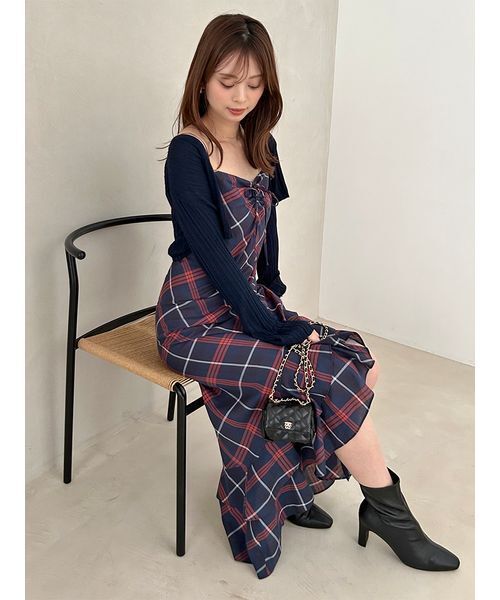「SNIDEL」 キャミソールワンピース 1 ネイビー レディースの画像
