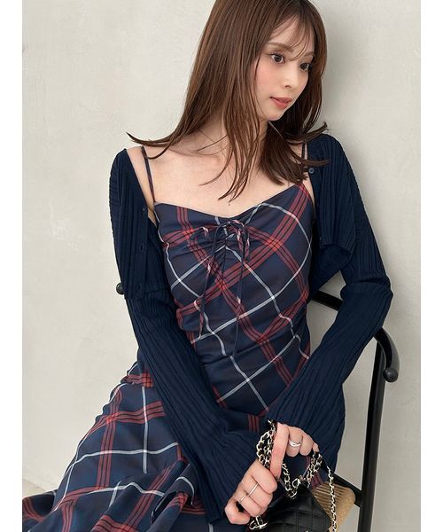 「SNIDEL」 キャミソールワンピース 1 ネイビー レディースの画像