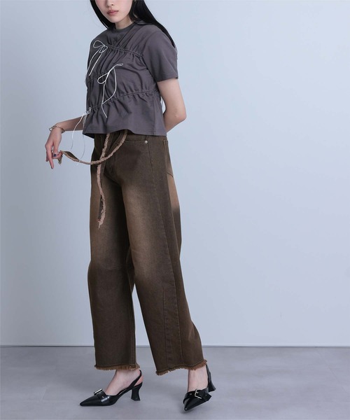 「miette」 デニムパンツ M ブラウン レディース_画像8