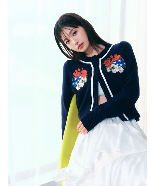「LILY BROWN」 ニットカーディガン F ベージュ レディース_画像3