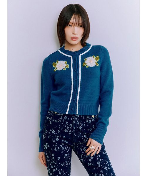 「LILY BROWN」 ニットカーディガン F ベージュ レディース_画像6