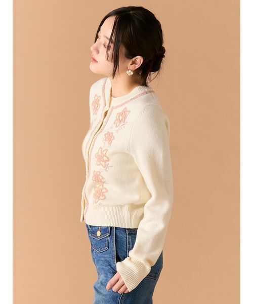 「LILY BROWN」 ニットカーディガン F ベージュ レディース_画像8