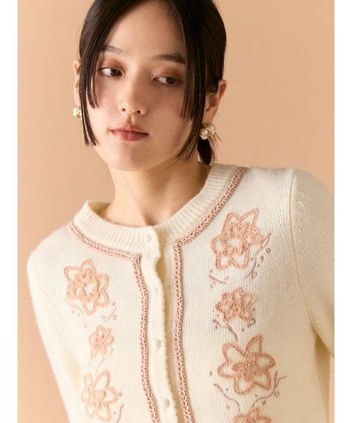 「LILY BROWN」 ニットカーディガン F ベージュ レディース_画像9