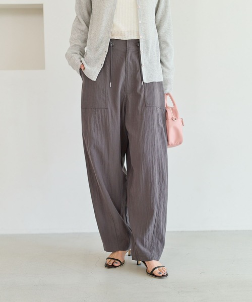 ワイドパンツ パンツ 「スタイルアップなカーブシルエット」フィブリルベイカーパンツ レディースの画像