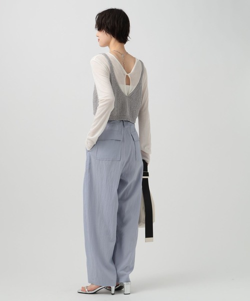 ワイドパンツ パンツ 「スタイルアップなカーブシルエット」フィブリルベイカーパンツ レディースの画像