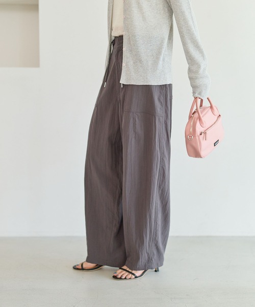 ワイドパンツ パンツ 「スタイルアップなカーブシルエット」フィブリルベイカーパンツ レディースの画像