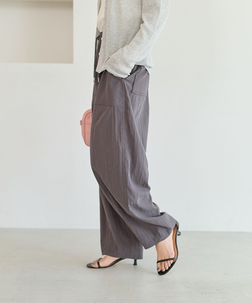 ワイドパンツ パンツ 「スタイルアップなカーブシルエット」フィブリルベイカーパンツ レディースの画像