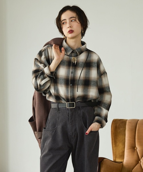 「GEORGE'S」 長袖シャツ SMALL ブラウン レディース_画像9