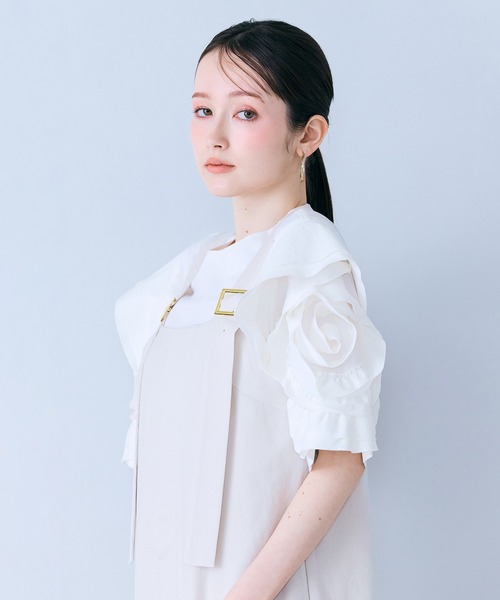 ブラウス シャツ ローズスリーブブラウス レディースの画像